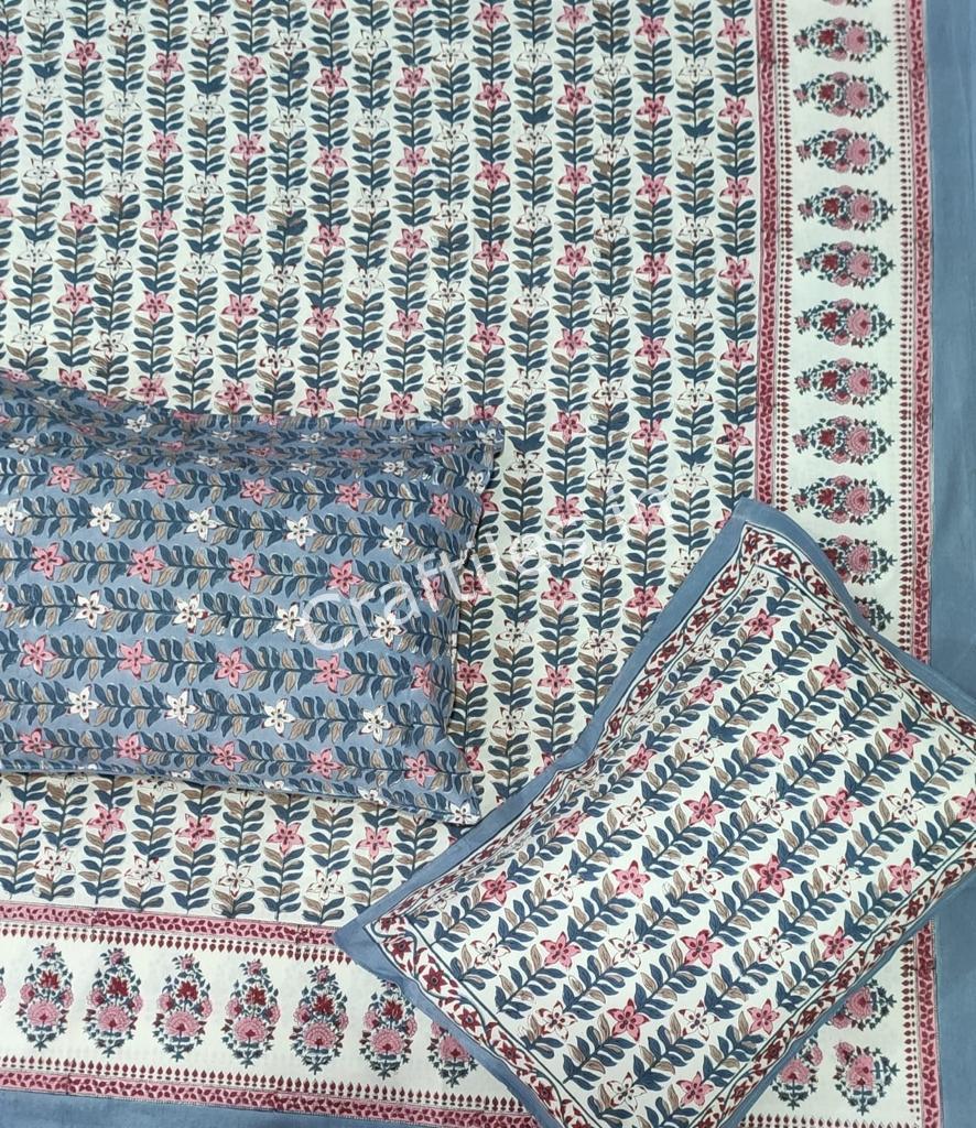 Craftiles® BD9000 All New Designs for Jaipuri Handblock Printed Cotton Bedsheet with 2 Pillow Covers by Jaipur Dharohar - Image 47