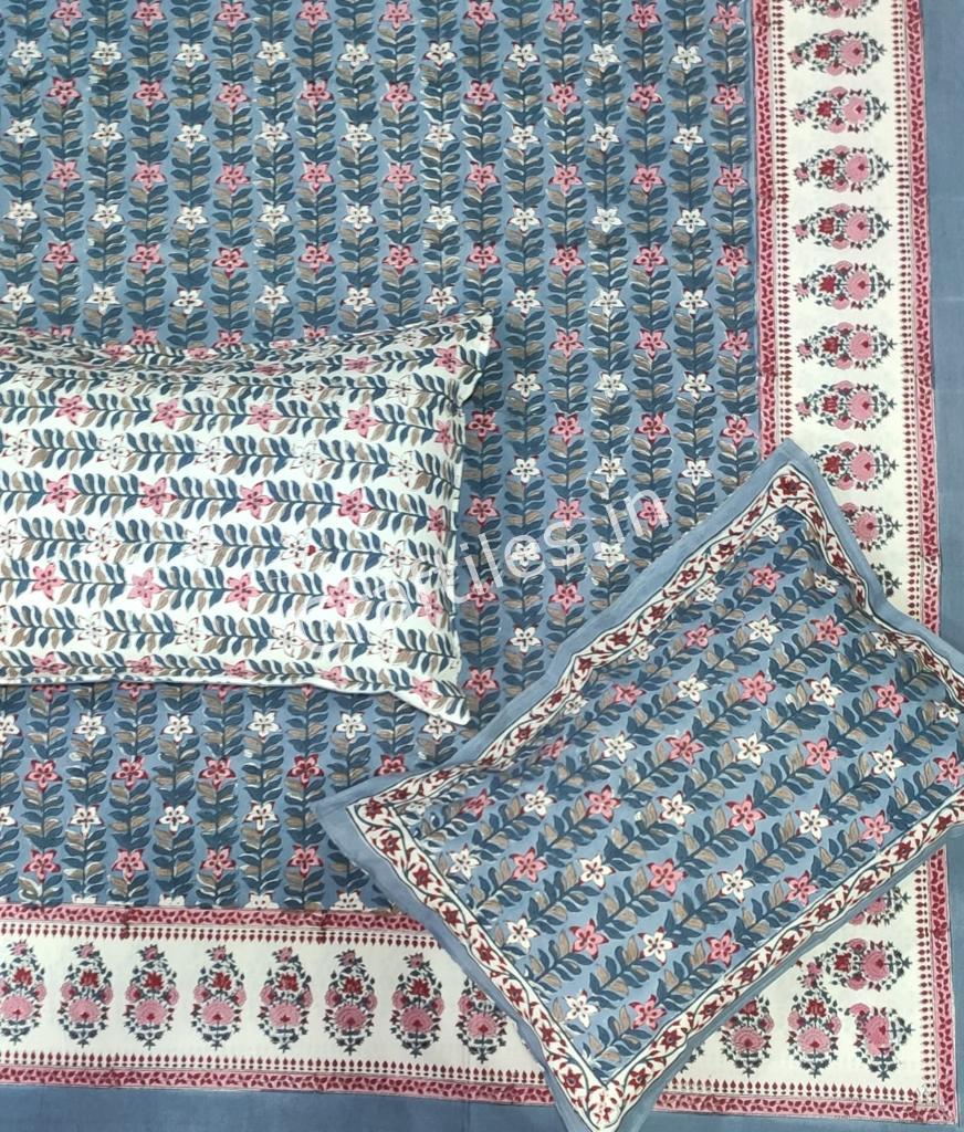 Craftiles® BD9000 All New Designs for Jaipuri Handblock Printed Cotton Bedsheet with 2 Pillow Covers by Jaipur Dharohar - Image 46