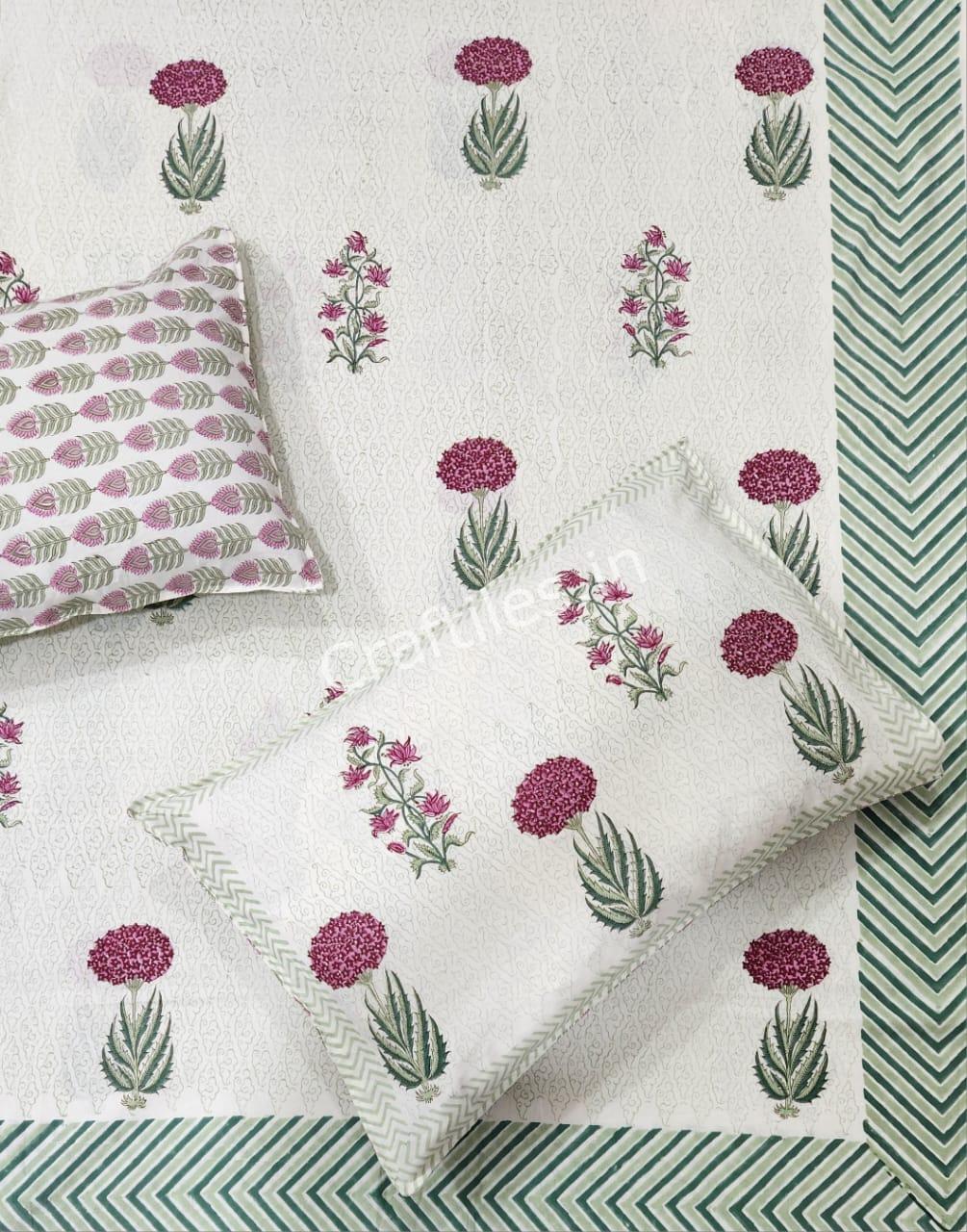 Craftiles® BD9000 All New Designs for Jaipuri Handblock Printed Cotton Bedsheet with 2 Pillow Covers by Jaipur Dharohar - Image 44