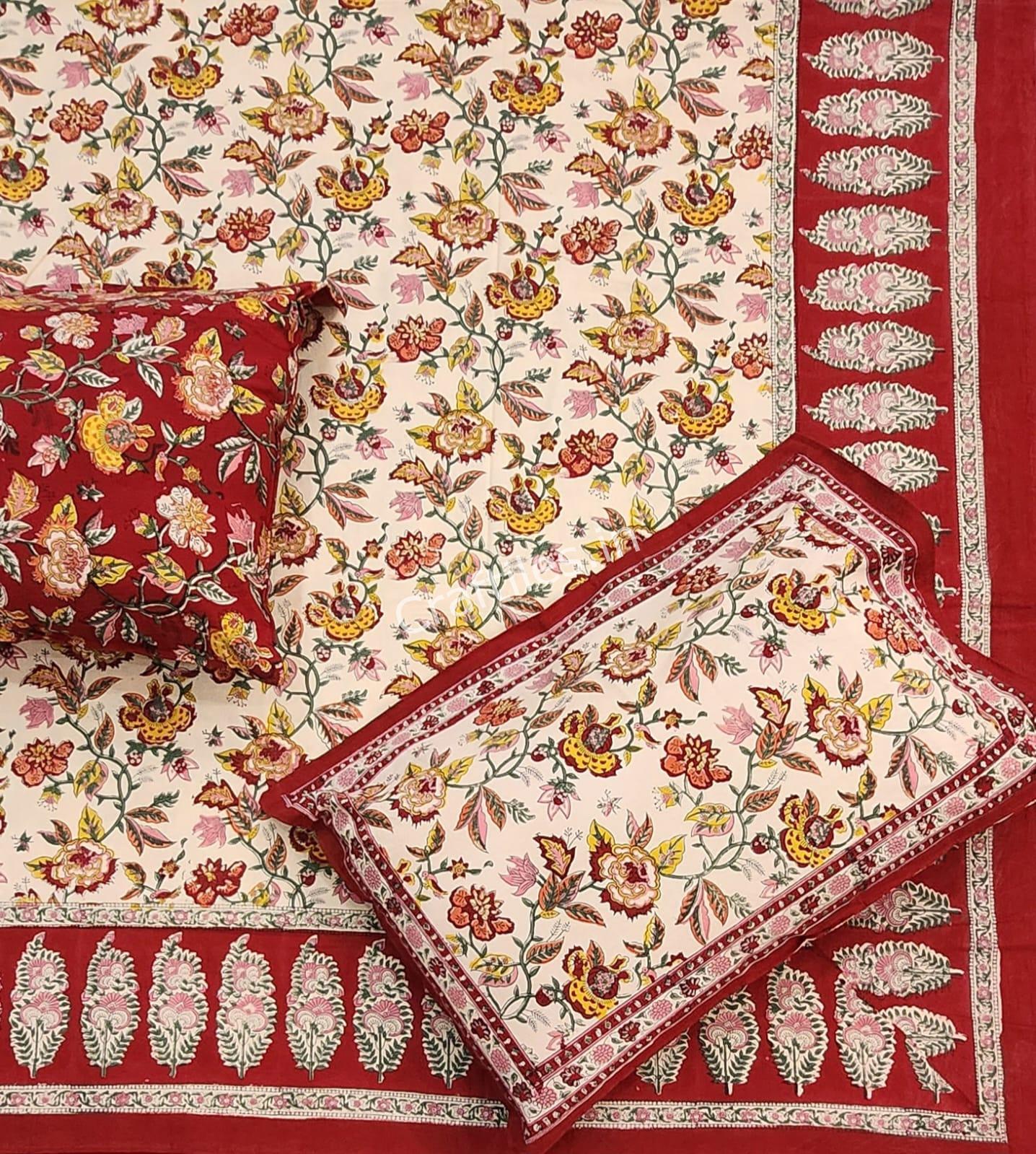 Craftiles® BD9000 All New Designs for Jaipuri Handblock Printed Cotton Bedsheet with 2 Pillow Covers by Jaipur Dharohar - Image 41