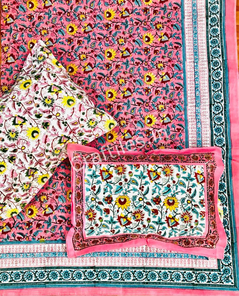 Craftiles® BD9000 All New Designs for Jaipuri Handblock Printed Cotton Bedsheet with 2 Pillow Covers by Jaipur Dharohar - Image 39