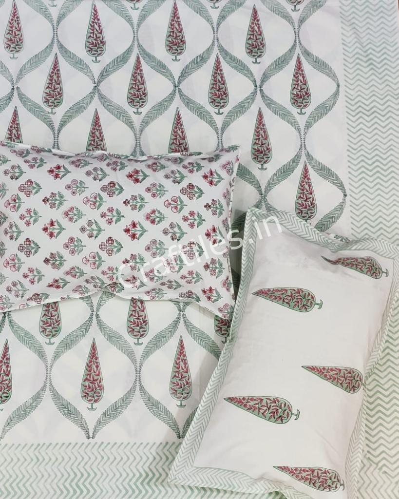 Craftiles® BD9000 All New Designs for Jaipuri Handblock Printed Cotton Bedsheet with 2 Pillow Covers by Jaipur Dharohar - Image 35