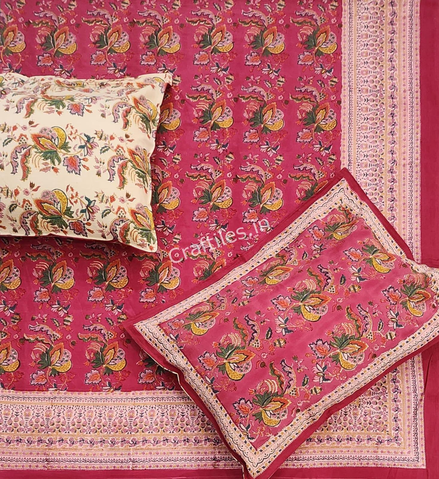 Craftiles® BD9000 All New Designs for Jaipuri Handblock Printed Cotton Bedsheet with 2 Pillow Covers by Jaipur Dharohar - Image 34