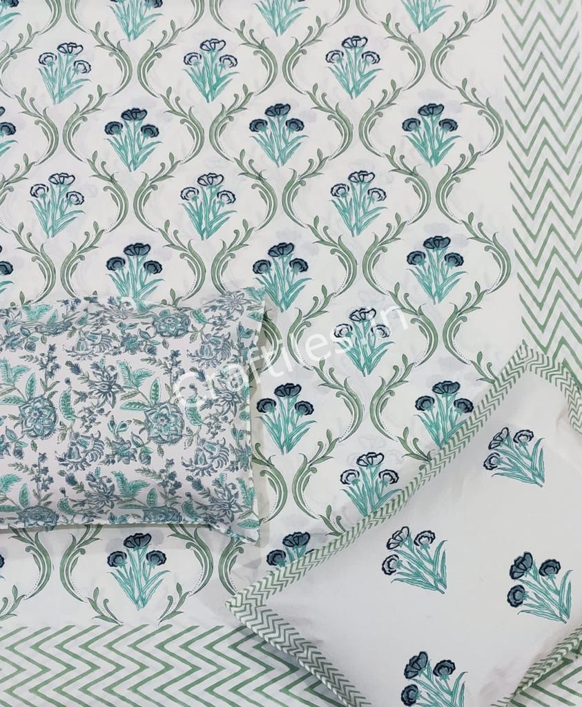 Craftiles® BD9000 All New Designs for Jaipuri Handblock Printed Cotton Bedsheet with 2 Pillow Covers by Jaipur Dharohar - Image 33