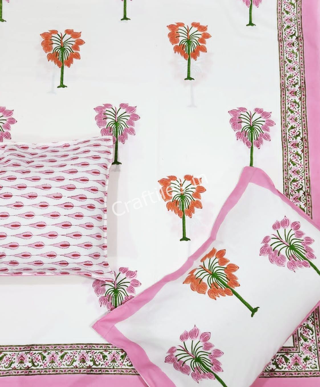 Craftiles® BD9000 All New Designs for Jaipuri Handblock Printed Cotton Bedsheet with 2 Pillow Covers by Jaipur Dharohar - Image 32