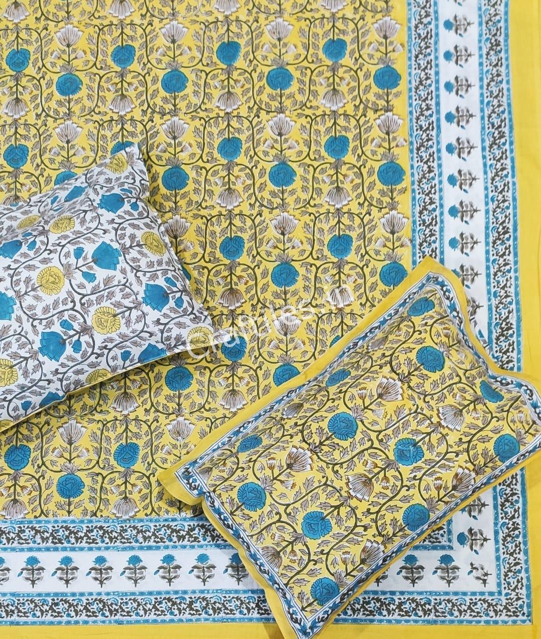 Craftiles® BD9000 All New Designs for Jaipuri Handblock Printed Cotton Bedsheet with 2 Pillow Covers by Jaipur Dharohar - Image 23