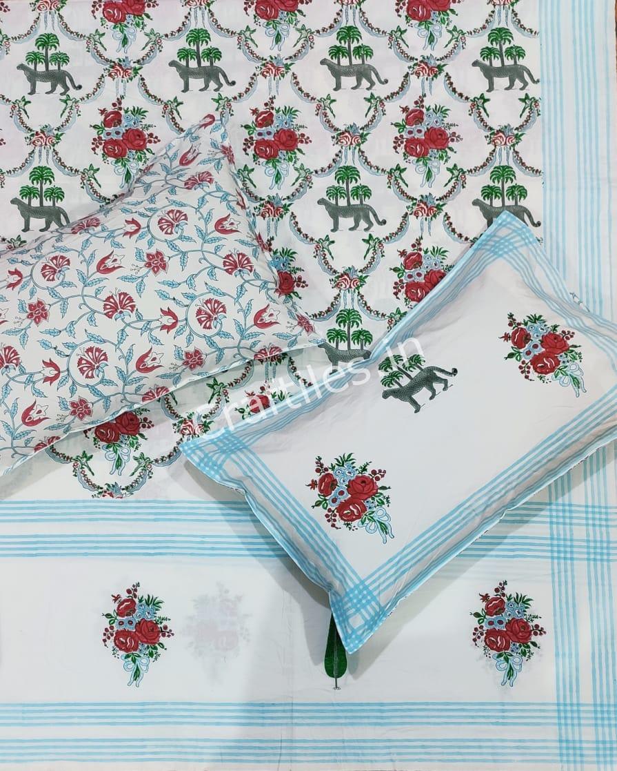 Craftiles® BD9000 All New Designs for Jaipuri Handblock Printed Cotton Bedsheet with 2 Pillow Covers by Jaipur Dharohar - Image 21