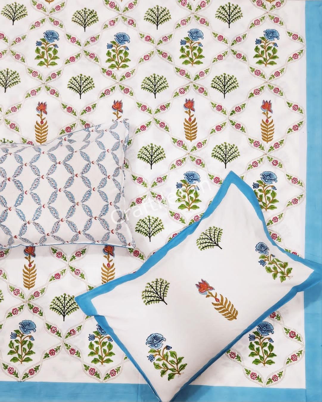 Craftiles® BD9000 All New Designs for Jaipuri Handblock Printed Cotton Bedsheet with 2 Pillow Covers by Jaipur Dharohar - Image 52