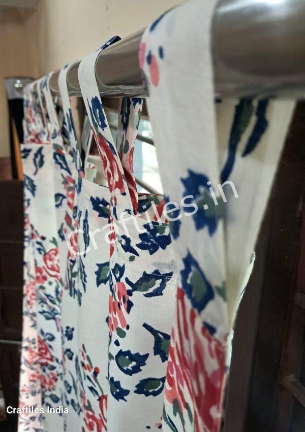 Craftiles® -  CT2004 Hand block Printed Cotton Curtain White by Jaipur Dharohar - Free Delivery - Image 2