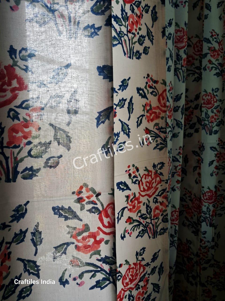 Craftiles® - CT2004 Hand block Printed Cotton Curtain White by Jaipur Dharohar - Free Delivery - Image 4