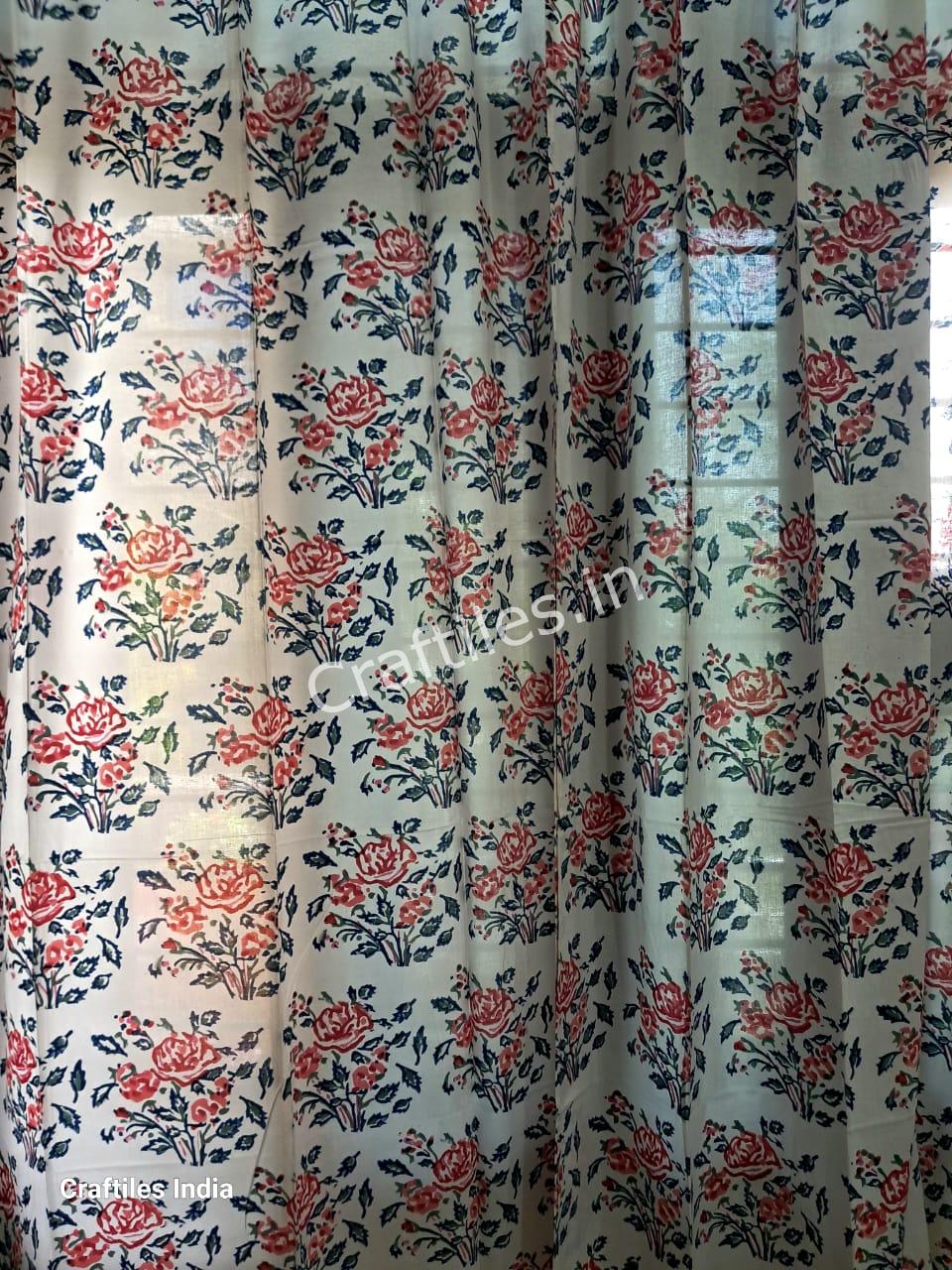 Craftiles® - CT2004 Hand block Printed Cotton Curtain White by Jaipur Dharohar - Free Delivery - Image 3