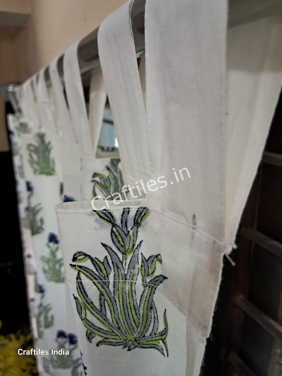 Craftiles® - CT2002 Hand block Printed Cotton Curtain White by Jaipur Dharohar - Free Delivery - Image 2