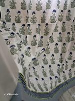 Craftiles® - CT2002 Hand block Printed Cotton Curtain White by Jaipur Dharohar - Free Delivery
