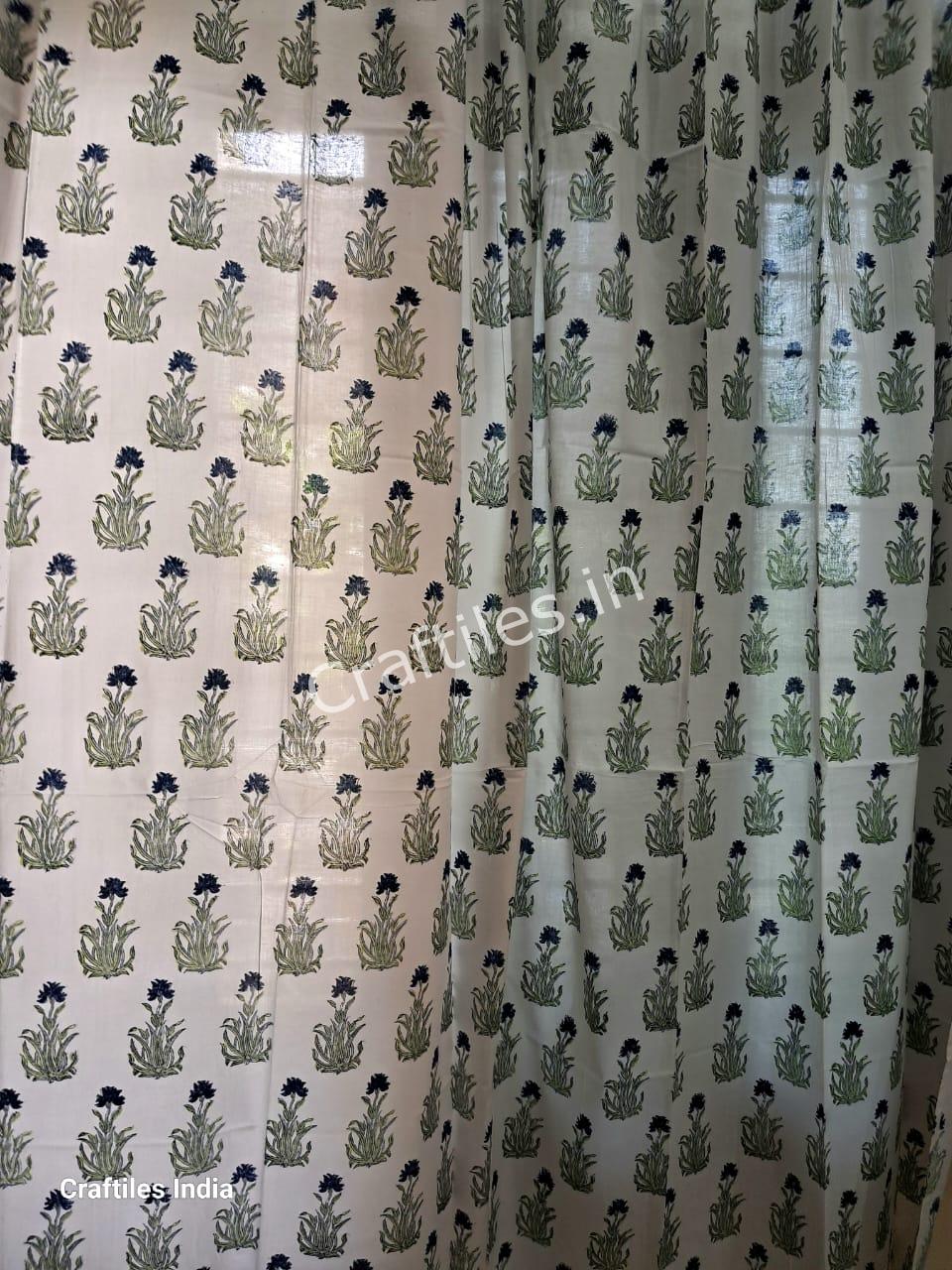 Craftiles® - CT2002 Hand block Printed Cotton Curtain White by Jaipur Dharohar - Free Delivery - Image 4