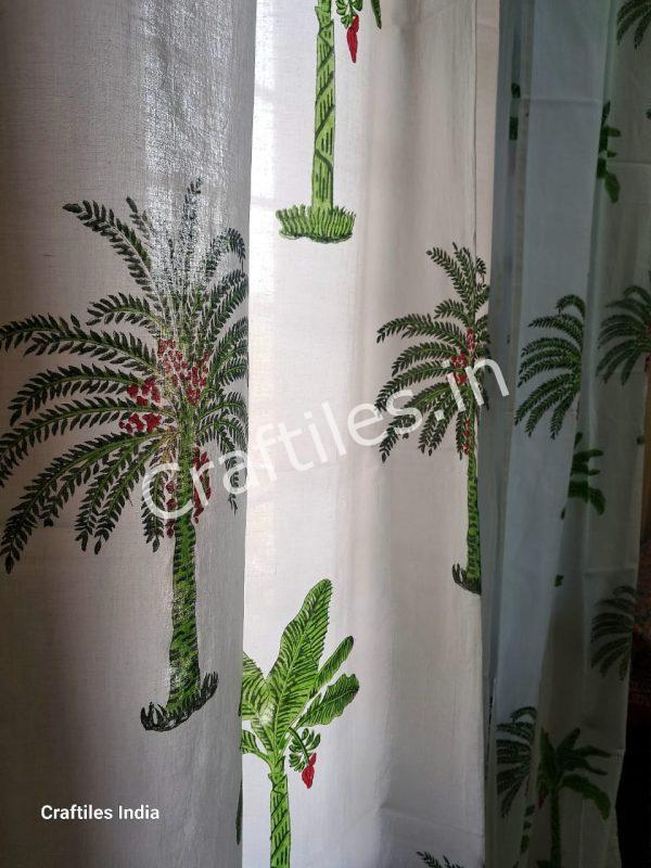 Craftiles® -  CT2003 Hand block Printed Cotton Curtain White by Jaipur Dharohar - Free Delivery - Image 4