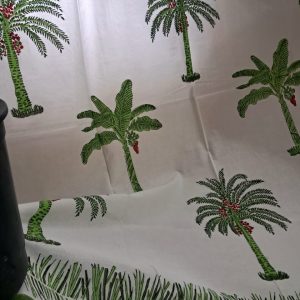 Craftiles® - CT2002 Hand block Printed Cotton Curtain White by Jaipur Dharohar - Free Delivery