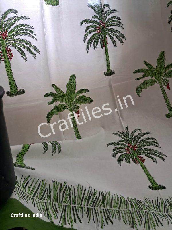 Craftiles® - CT2002 Hand block Printed Cotton Curtain White by Jaipur Dharohar - Free Delivery