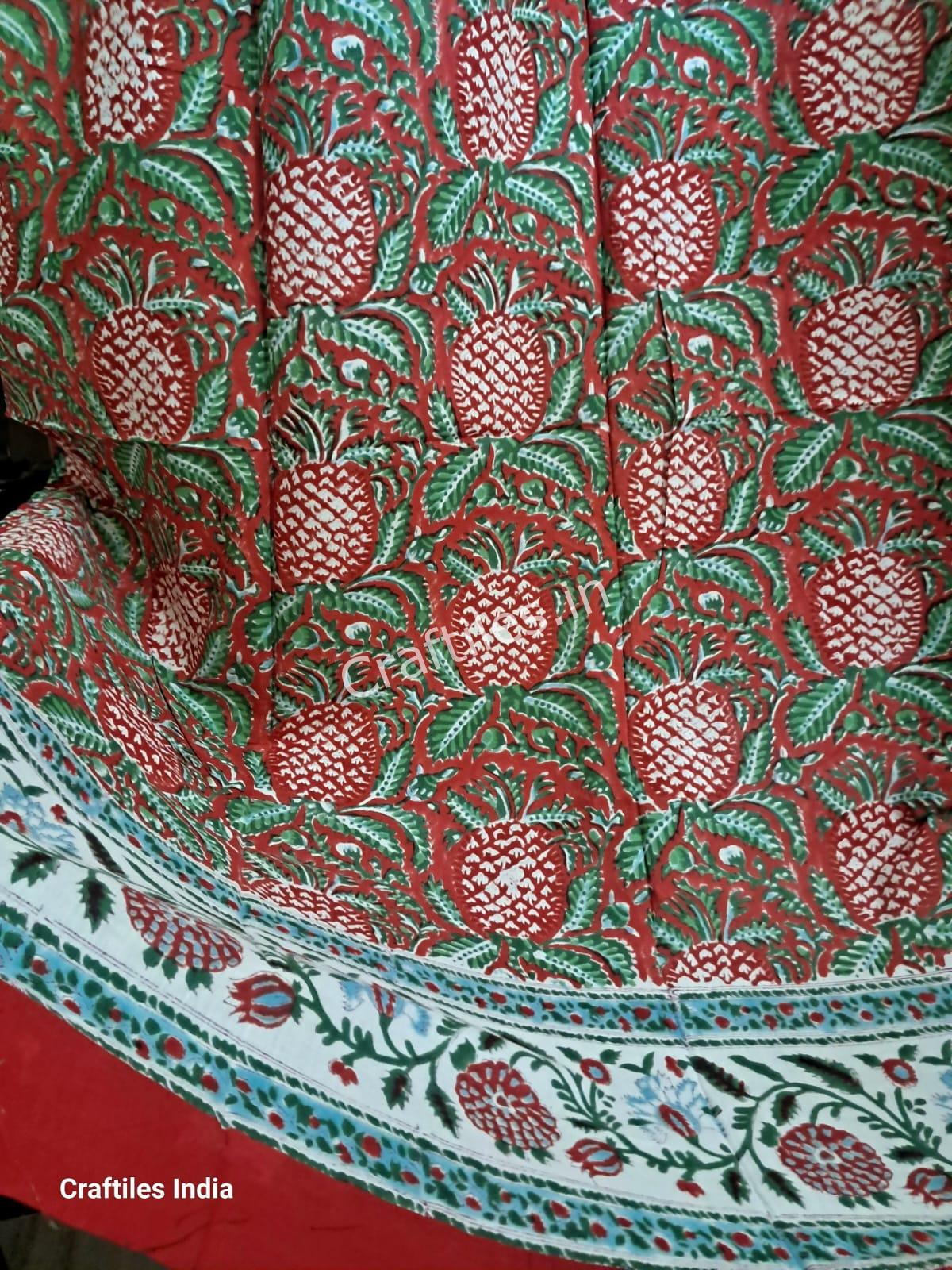 Craftiles® - CT2004 Hand block Printed Cotton Curtain White by Jaipur Dharohar - Free Delivery