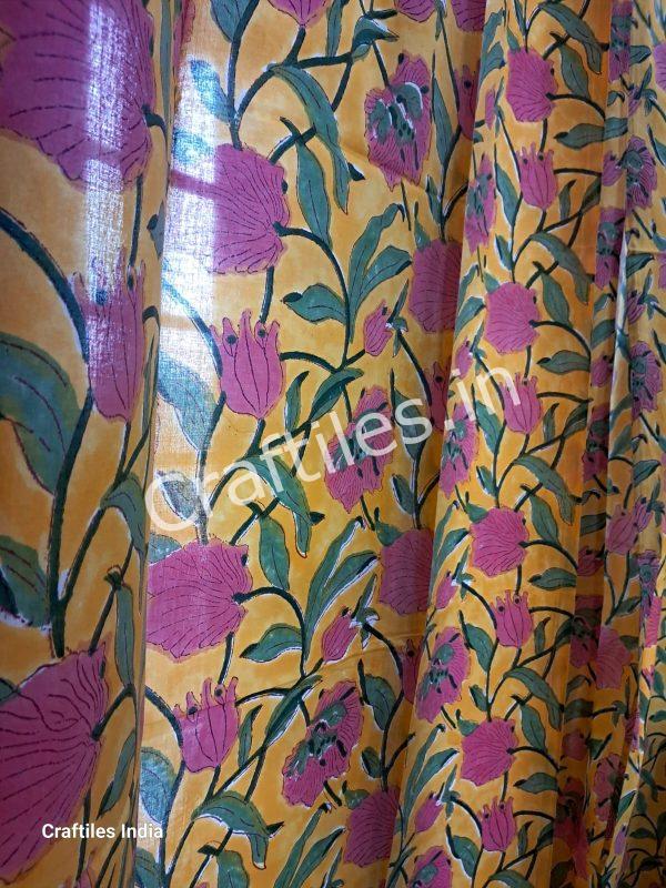 Craftiles® -  CT2007 Hand block Printed Cotton Curtain White by Jaipur Dharohar - Free Delivery - Image 3