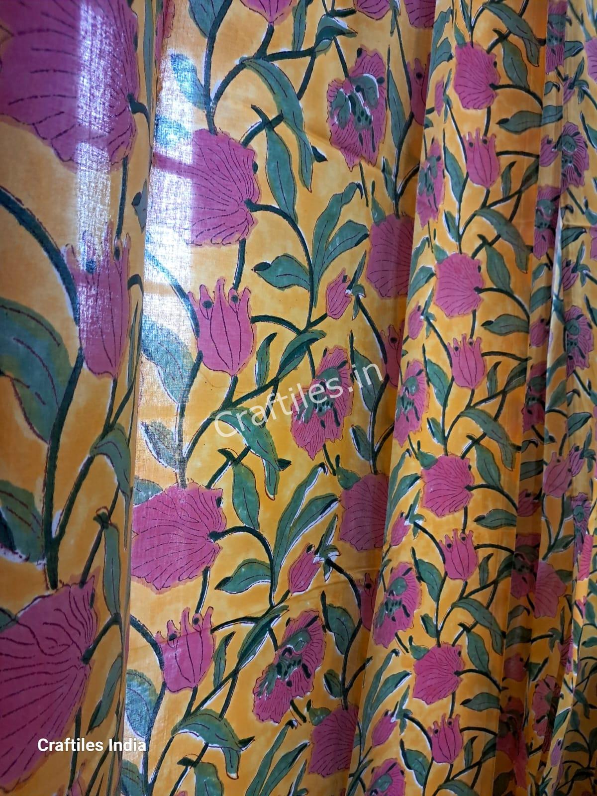 Craftiles® - CT2007 Hand block Printed Cotton Curtain White by Jaipur Dharohar - Free Delivery - Image 3