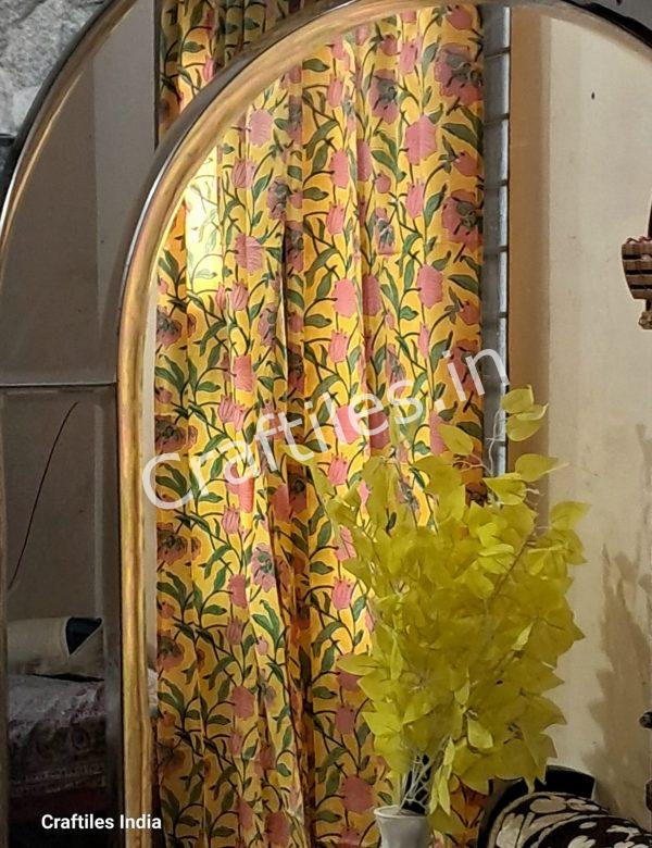 Craftiles® -  CT2007 Hand block Printed Cotton Curtain White by Jaipur Dharohar - Free Delivery - Image 2