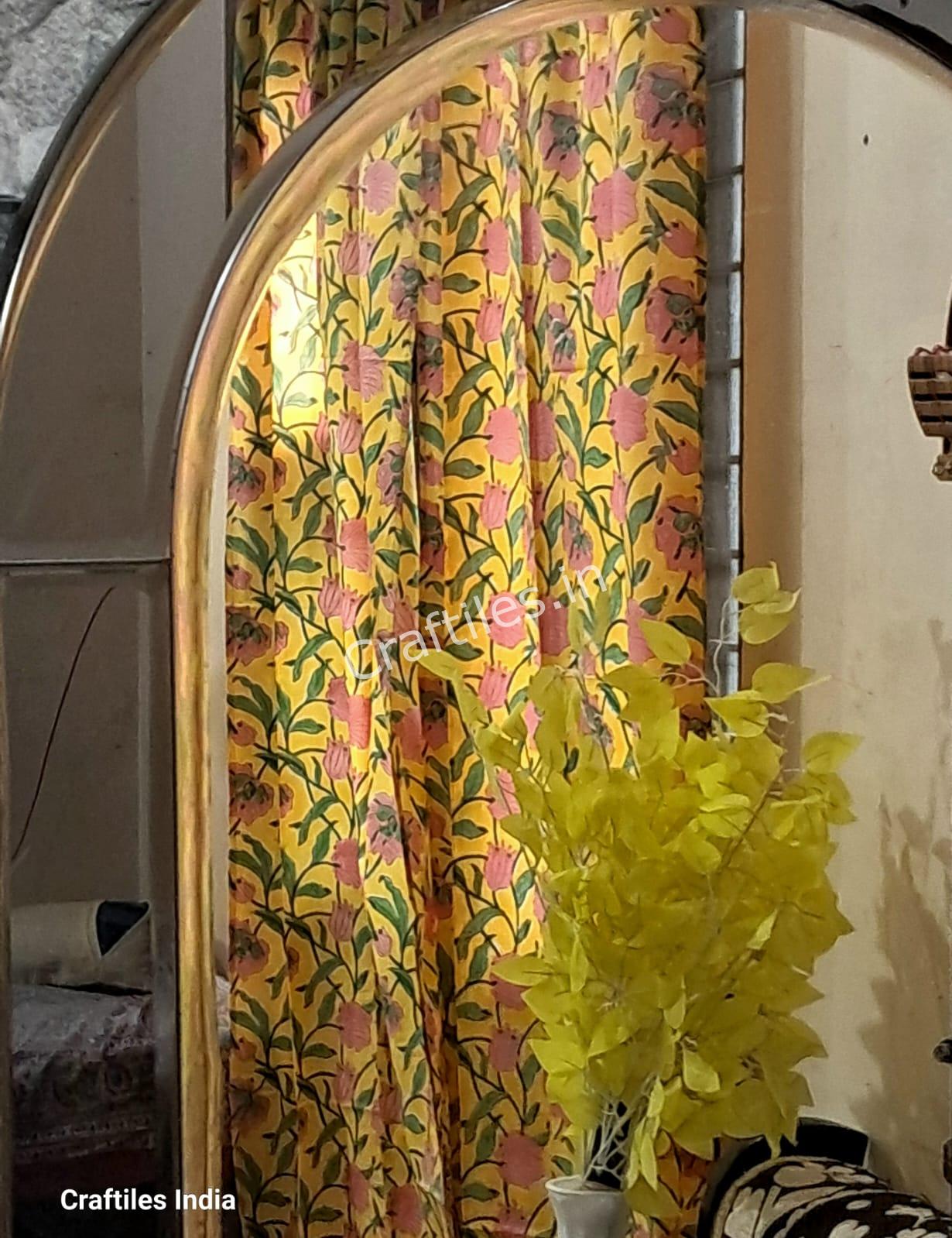 Craftiles® - CT2007 Hand block Printed Cotton Curtain White by Jaipur Dharohar - Free Delivery - Image 2