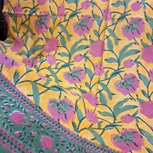 Craftiles® - CT2004 Hand block Printed Cotton Curtain White by Jaipur Dharohar - Free Delivery