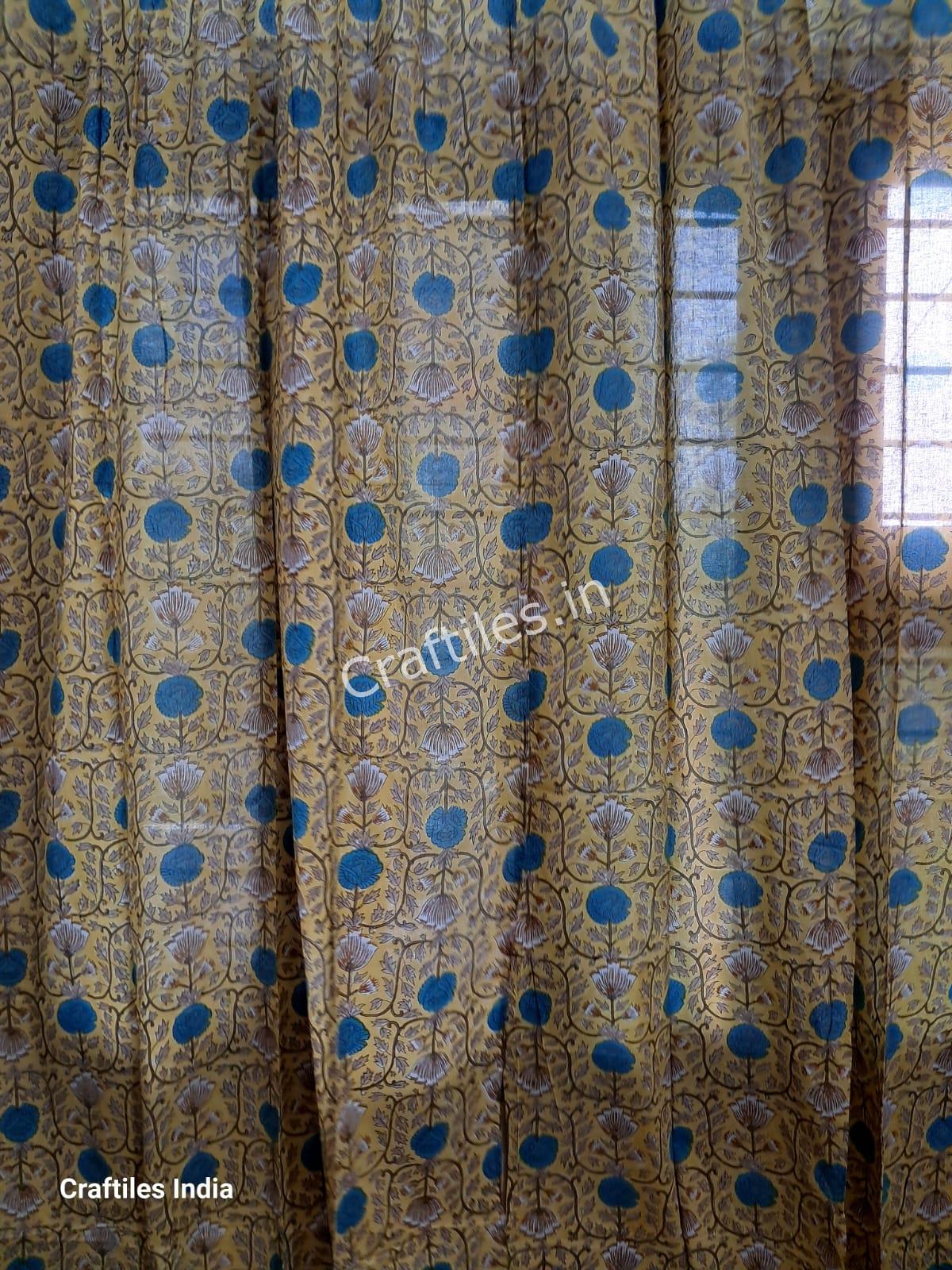 Craftiles® - CT2006 Hand block Printed Cotton Curtain White by Jaipur Dharohar - Free Delivery - Image 3