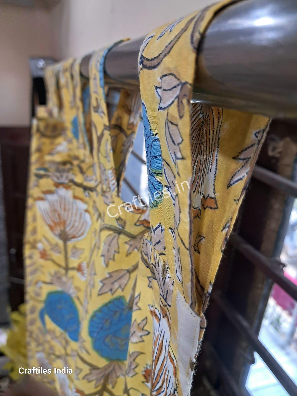 Craftiles® - CT2006 Hand block Printed Cotton Curtain White by Jaipur Dharohar - Free Delivery - Image 2