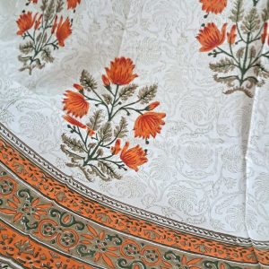 Craftiles® - CT2004 Hand block Printed Cotton Curtain White by Jaipur Dharohar - Free Delivery