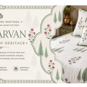 6003 Craftiles Chinarvan - Jaipuri Handblock Printed Quilt / Duvet by Jaipurdharohar - Green